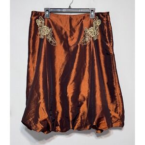 Romantic Regencycore Bubble Hem Taffeta Skirt Size 16 Renaissance Fallcore Chic